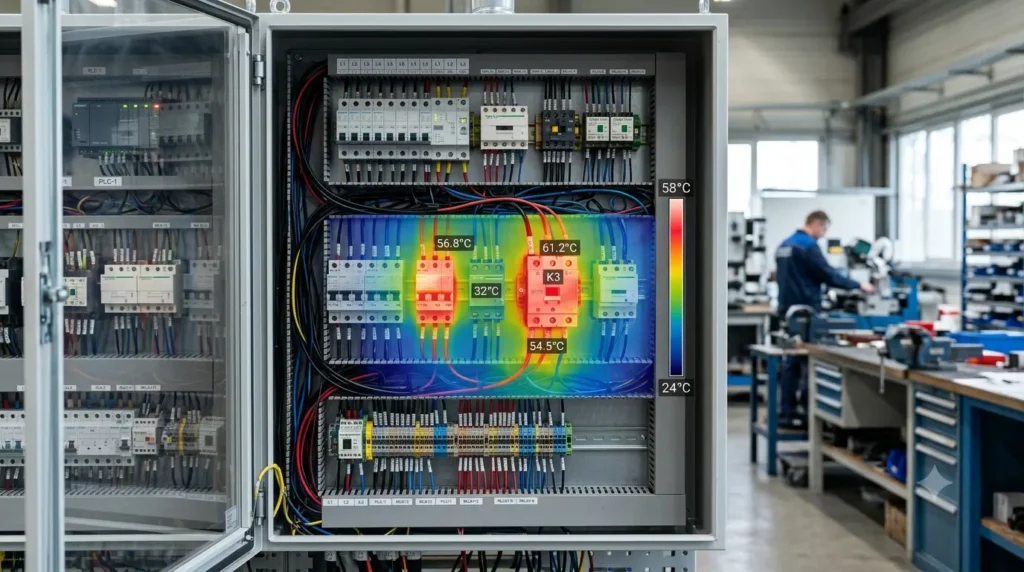 Técnico especializado de Gaherma realizando mantenimiento eléctrico industrial en Barcelona, garantizando la seguridad y eficiencia de equipos y sistemas.