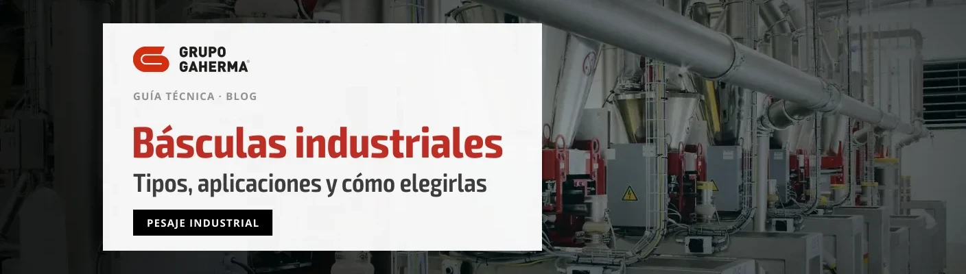 Básculas industriales: tipos, aplicaciones y cómo elegirlas, guía técnica de Grupo Gaherma sobre una línea de dosificadores gravimétricos