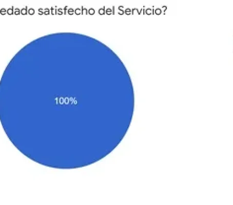 Gráfico circular con 100 % de satisfacción del servicio.